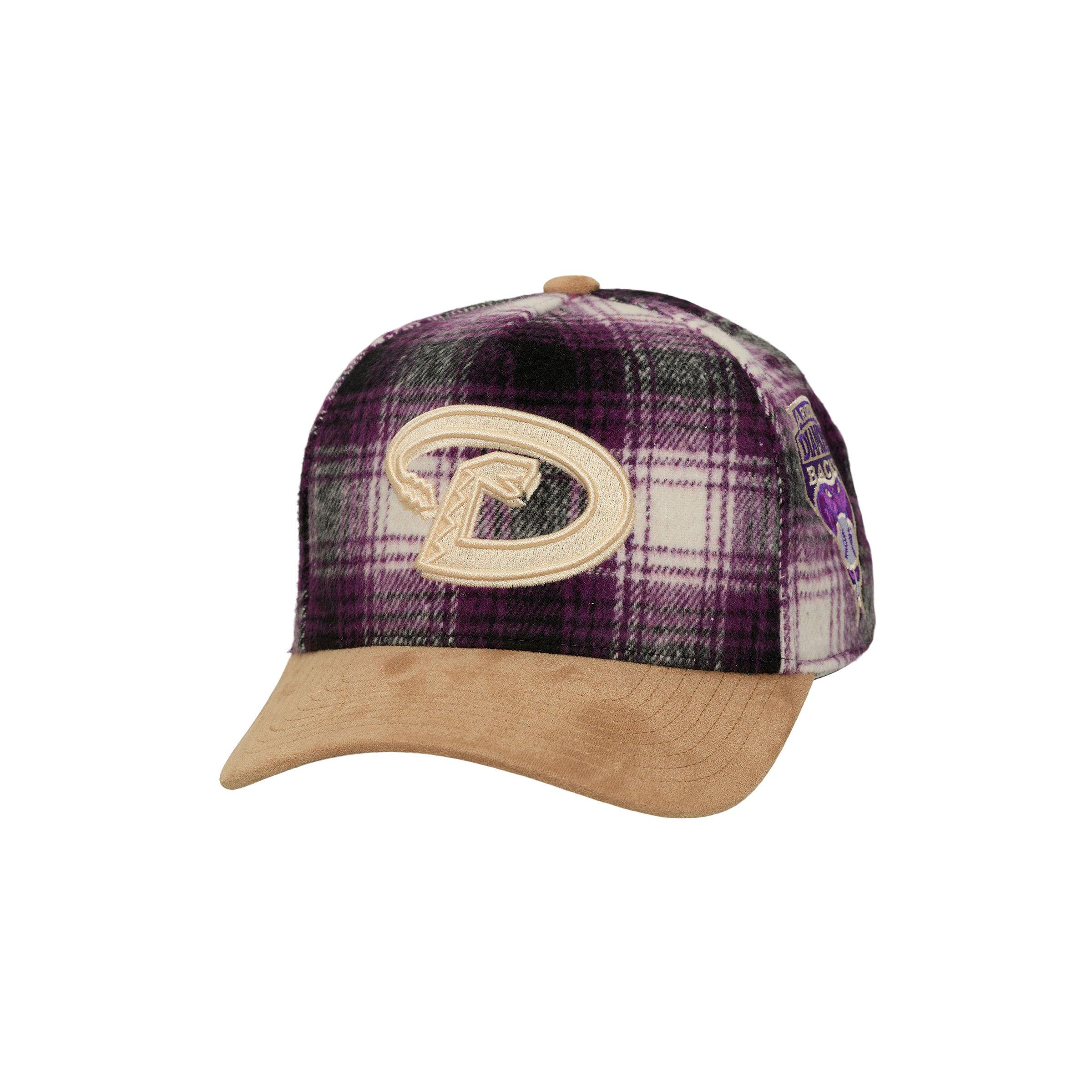Mitchell & Ness Arizona Diamondbacks Plaid Snapback Hat - Purple - PURPLE